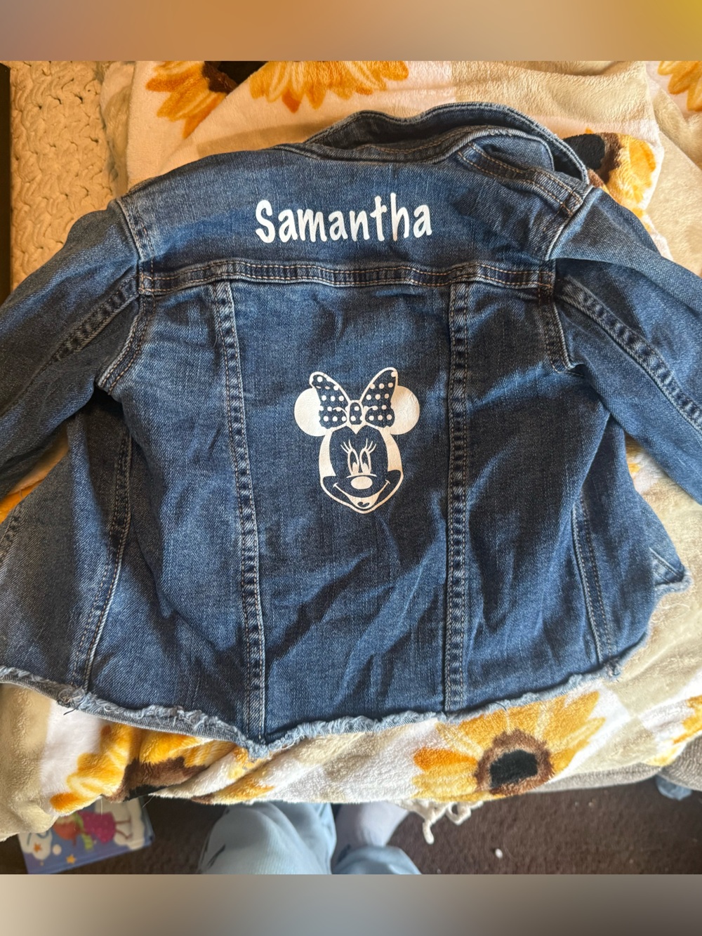 Personalized Samantha Denim Jacket with Minnie Graphic - Blue